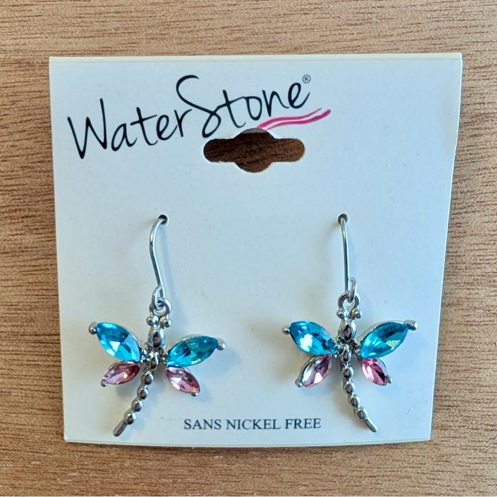 Real Y2K Vintage Waterstone Firefly Earrings Nickel Free Sensitive Pink and Blue